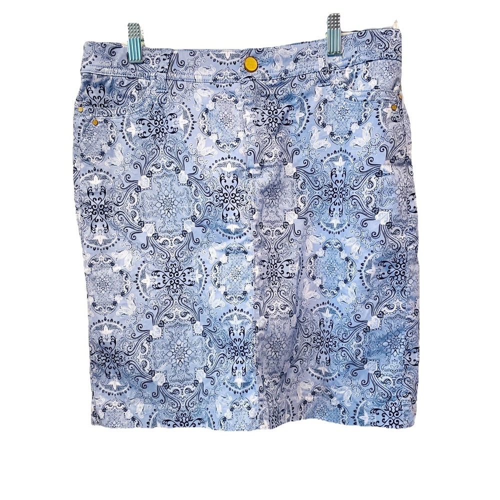 Charter Club Womens Blue Paisley Medallion Skort Size 6 Built-in Shorts Casual